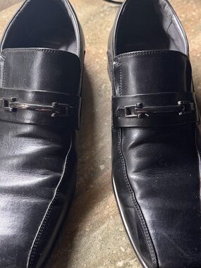 Apt. 9 Black Leather Slip-On Loafers with Silver Accent